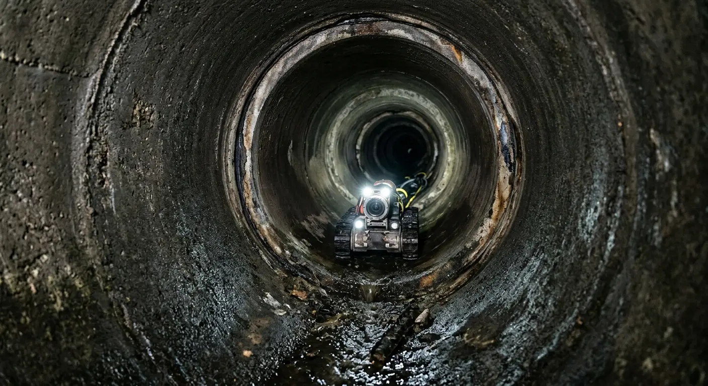 Robotic sewer camera inspecting pipe interior for Sewer Line Repair in Folcroft